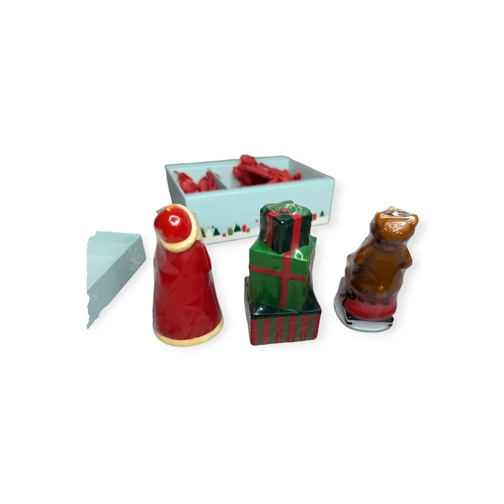 The White Barn Candle Co North Pole Figural Candle Trio-Santa, Presents, Snowman